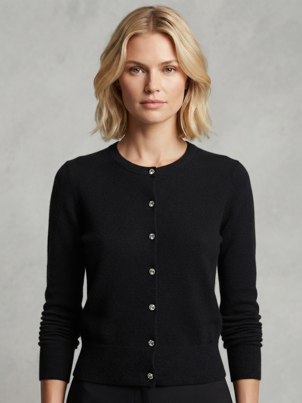 J. Crew Black Button-Front Knit Cardigan Alpaca Wool Blend Size Small
